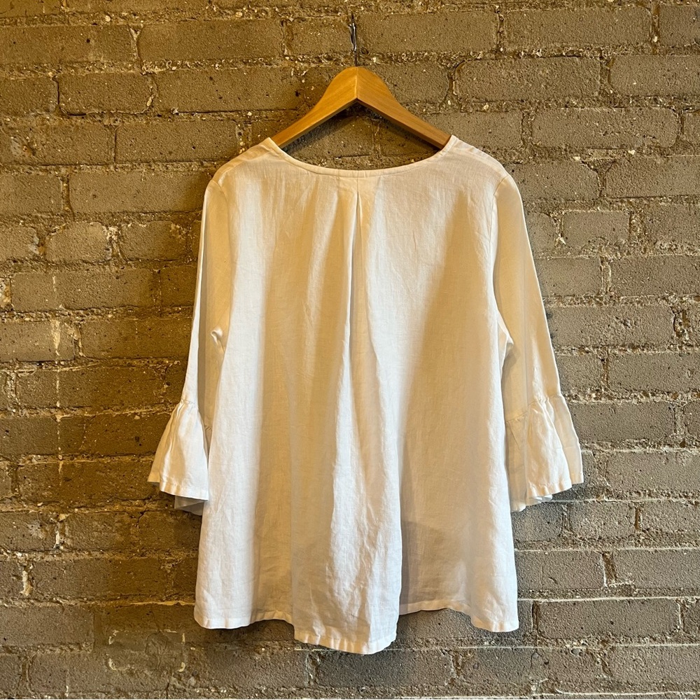 Bryn Walker White Light Linen Fran Blouse - Size L - Picture 5 of 9